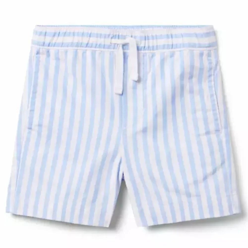 Janie and Jack 100048022 Blue and White Striped Poplin Pull-On Short size 6-12 m